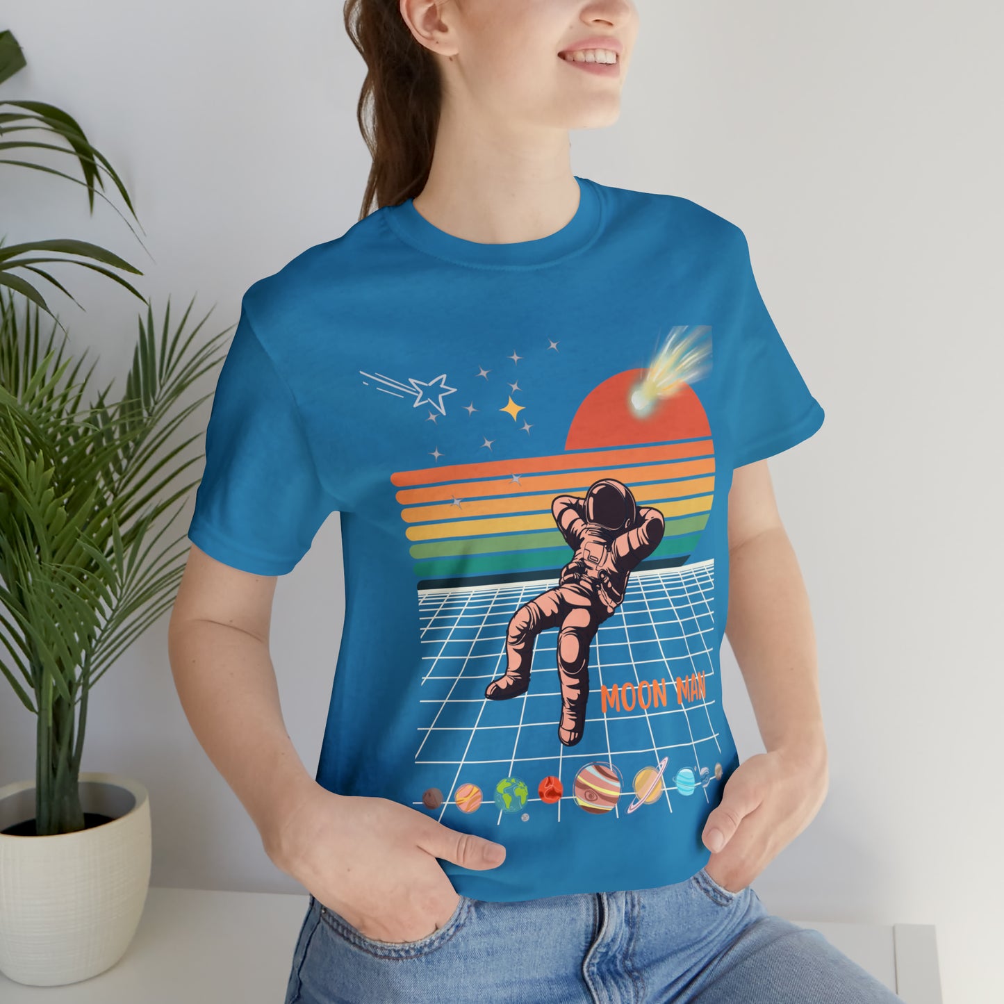 Moon Man T-shirt, Astronaut T-Shirt, Outer Space Tshirt, Astronaut Shirt, Man in Space Suit Tee, Funky Retro Tee Unisex, Color Options