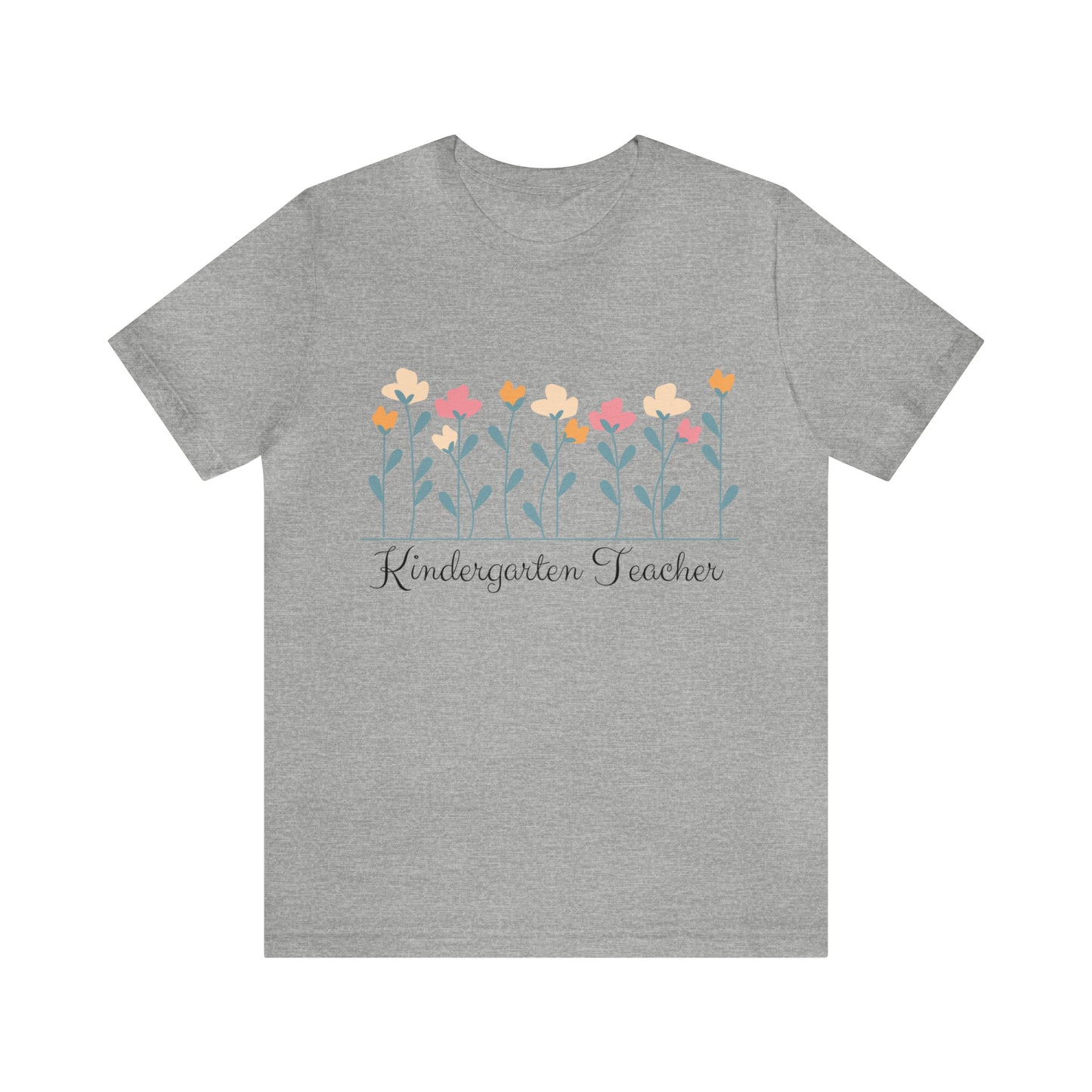 Floral Kindergarten Teacher T-shirt, Kindergarten Teacher Shirt, Spring Flowers Teacher Tshirt, Gift For Kindergarten Teacher, Color Choices