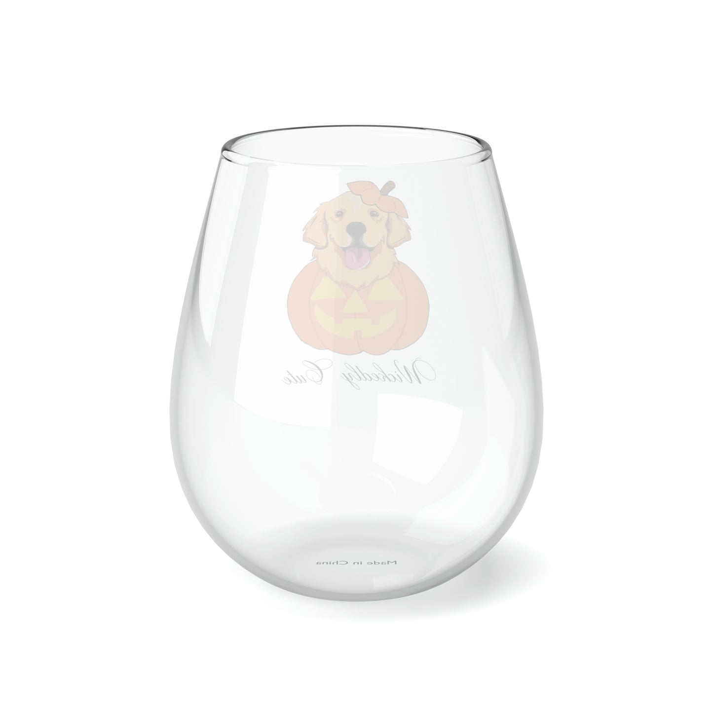 Golden Retriever in a Pumpkin Wine Glass, Golden Retriever Stemless Wine Glass, 11.75oz, Halloween Wine Glass, Golden Retriever Wine Glass