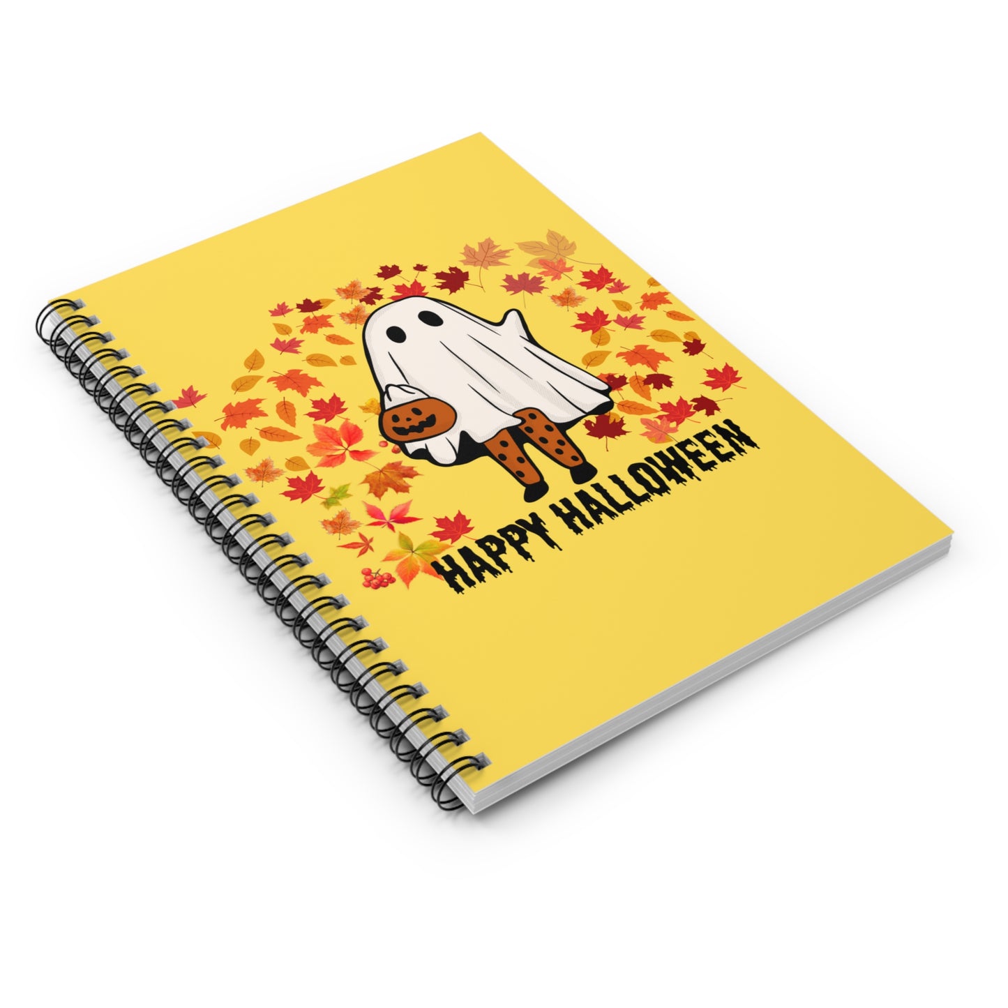 Lady Ghost NoteBook, Cute Spooky Season Notebook, Ghost Journal, Happy Halloween Notebook, Fall Leaves Notebook, Autumnal Notebook Gift