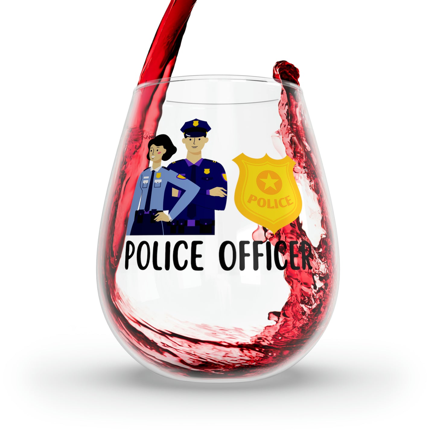 Police Officer Wine Glass, Police Officer Gifts, Unisex Police Officer Stemless Wine Glass, Policeman Wine Glass, Gift For Police Woman Xmas