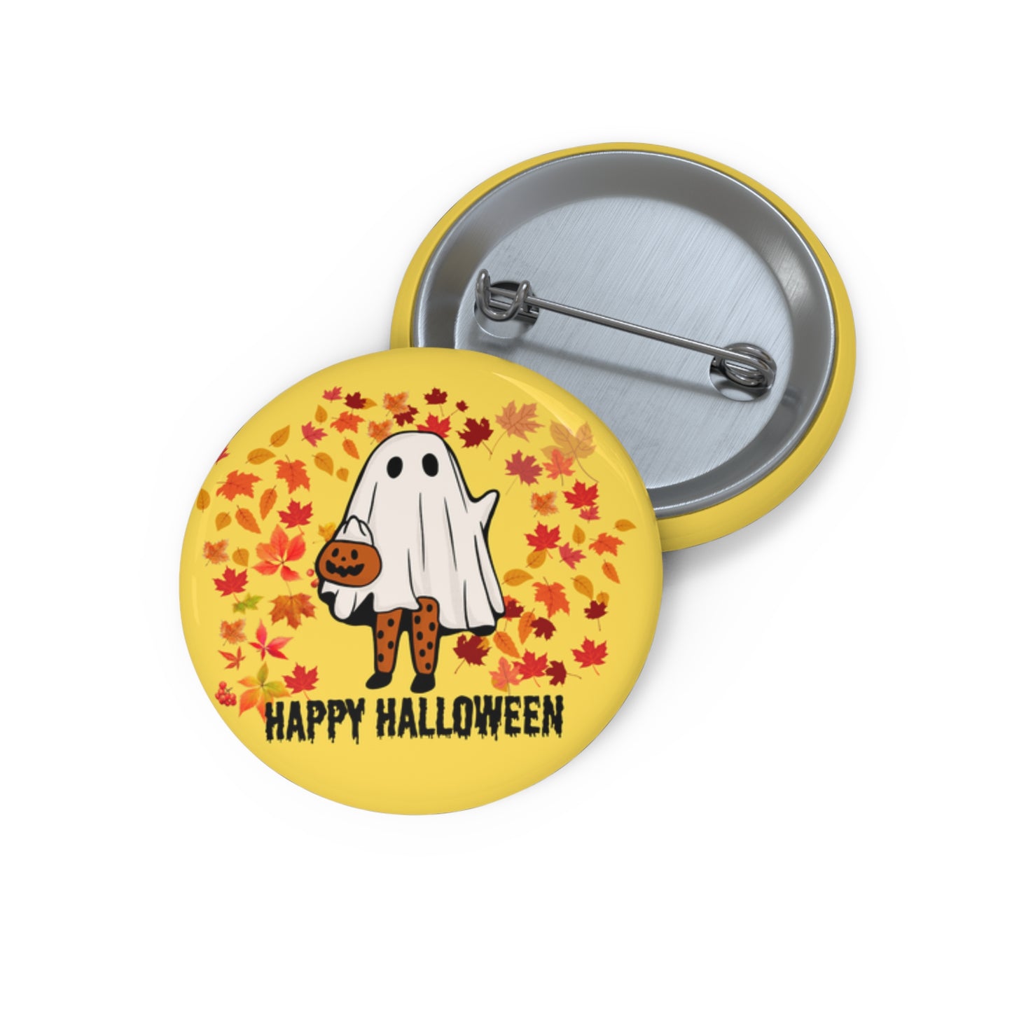 Ghost Girl Pin, Ghoul Frolicking in the Fall Leaves Pin, Ghost Pin, Ghost Button, Cute Ghost Pin, Halloween Pin, Spooky Season Pin Accessory