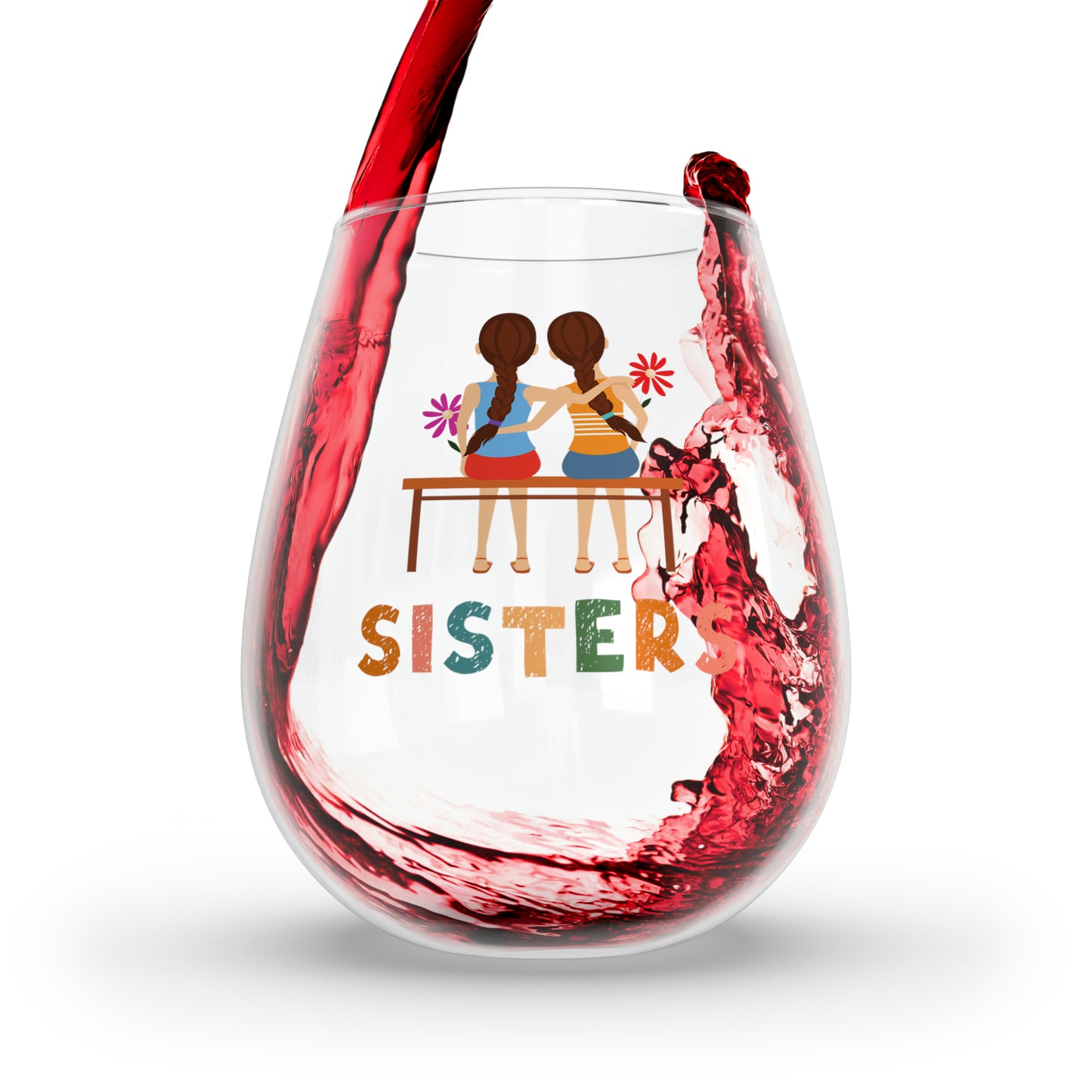 Sisters Wine Glass, Gift For Sister Birthday, Sisters Stemless Wine Glass, Gift For Sister Christmas, Sister Gift Idea, Best Sister Gift Her