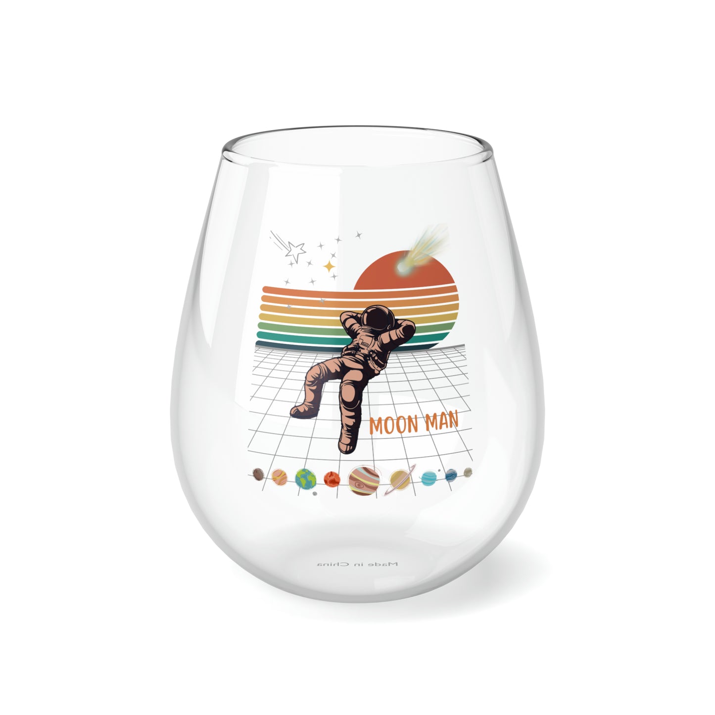 Astronaut Wine Glass, Moon Man Wine Glass, Astronaut Stemless Wine Glass, Outer Space Geekery Wine Glass, Man in Space Suit Retro Glass Gift