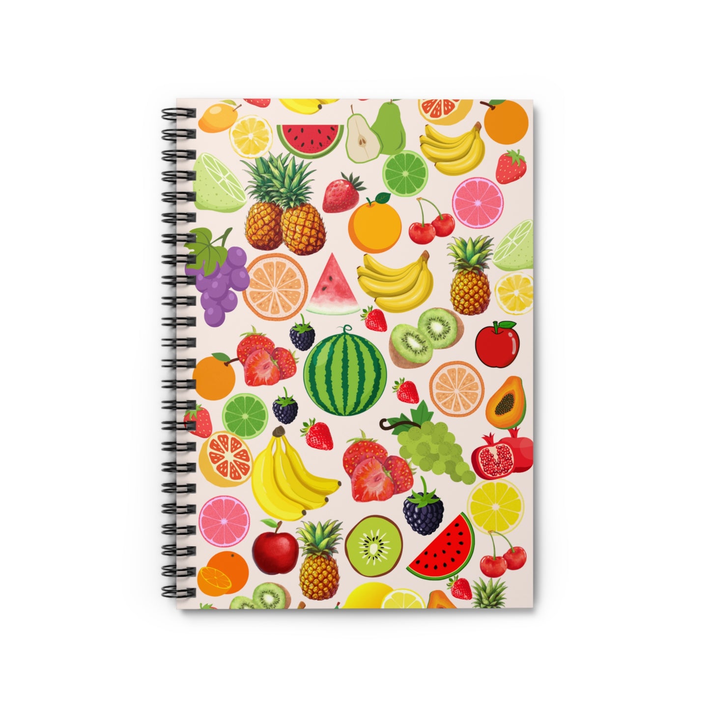 Summer Fruits Notebook Journal, Fruit Collage Notebook, Vegetarian Aesthetic Fruits Lined Notebook, Fruit Journal