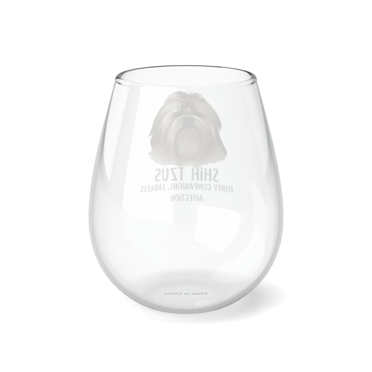 Shih Tzu Wine Glass, Shih Tzu Gifts, Shih Tzu Dog Wine Glass 11.75oz, Cute Shih Tzu Stemless Wine Glass, Gift for Shih Tzu Teacup Dog Owner