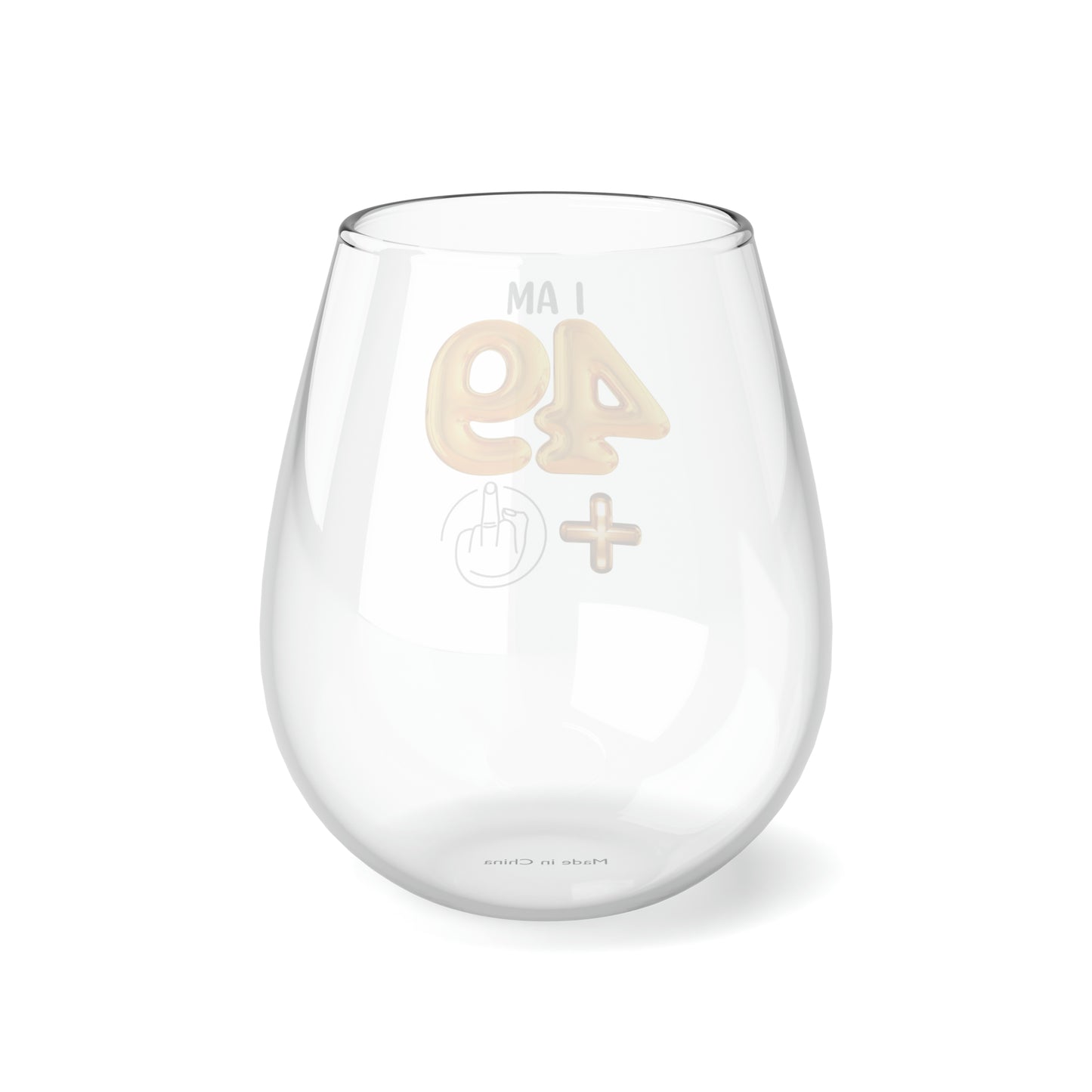 Birthday Wine Glass 50th, I'm 49 + Middle Finger 50th Stemless Wine Glass, Funny Gift For 50th Birthday Girl, Funny Wine Glass Birthday Gift