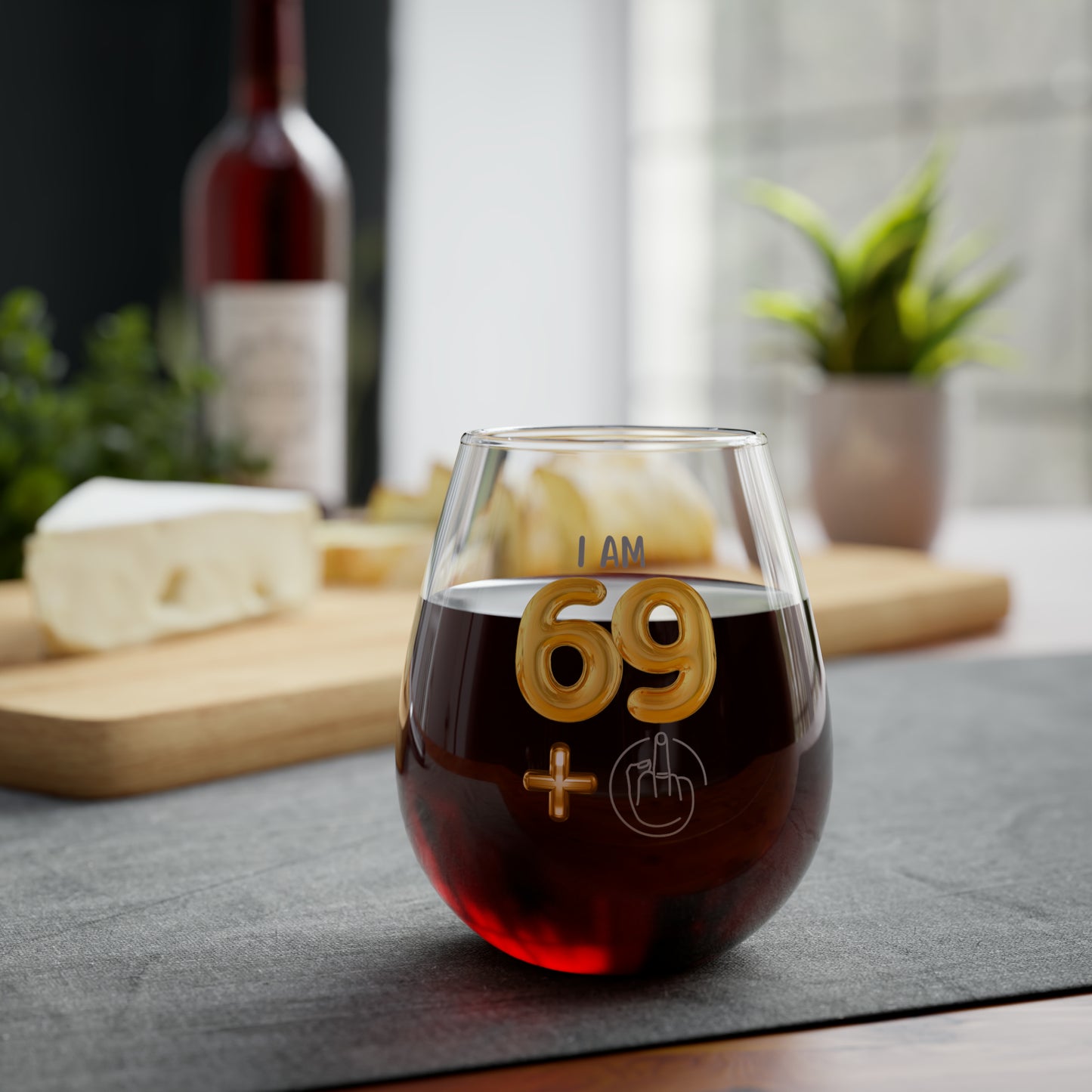 Birthday Wine Glass 70th, I'm 69 + Middle Finger 70th Stemless Wine Glass, Funny Gift For 70th Birthday Girl, Funny Wine Glass Birthday Gift