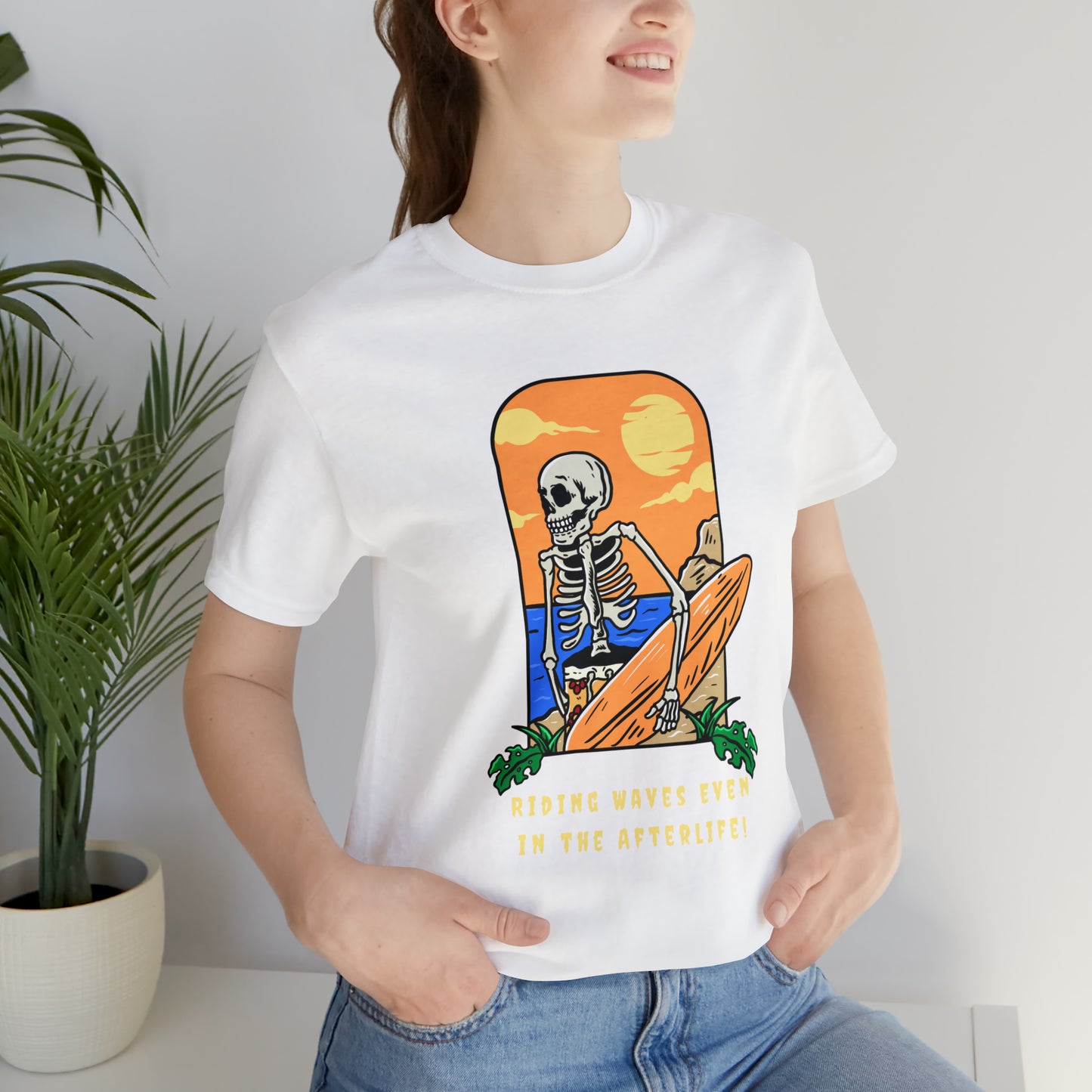 Surfing Skeleton Shirt, Surf Shirt, Surf T-Shirt, Summer Vibes Tee, Skeleton Shirt, Summer Surf Shirt, Summer Surf Skeleton T-Shirt Gift