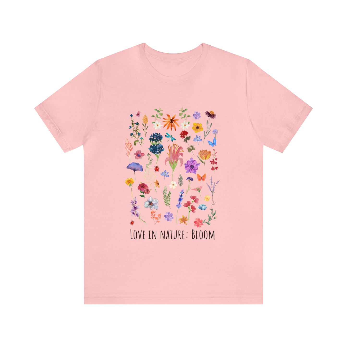 Wildflowers T-shirt, Love in Nature Bloom Tshirt, Retro Design Floral Shirt, Unisex Tee, Hippie Hippies Shirt, Color Options Available