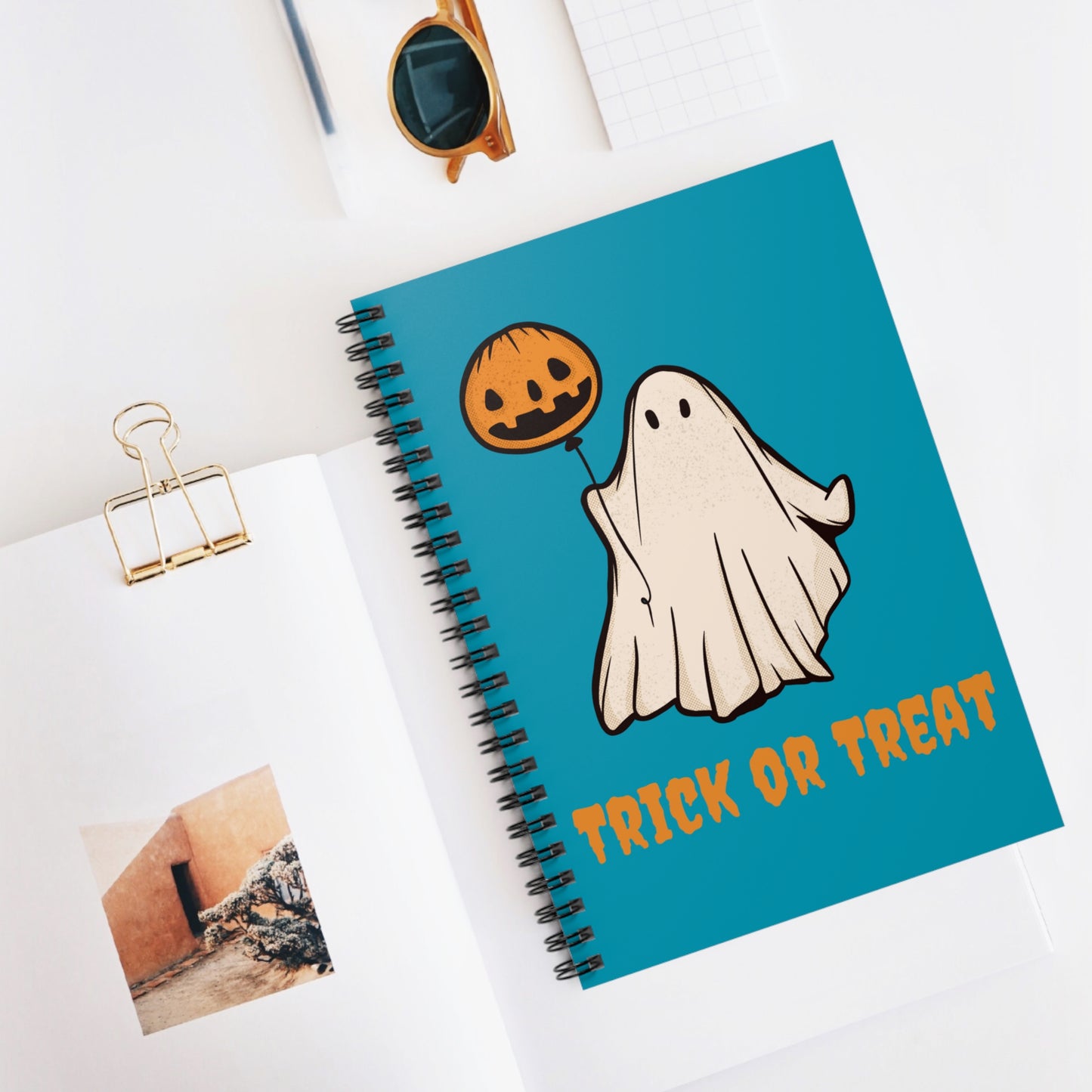 Pumpkin Ghost Notebook, Halloween Notebook, Trick or Treat Notebook, Ghosts Note pad, Halloween Stationery, Spooky Season Fall Notebook