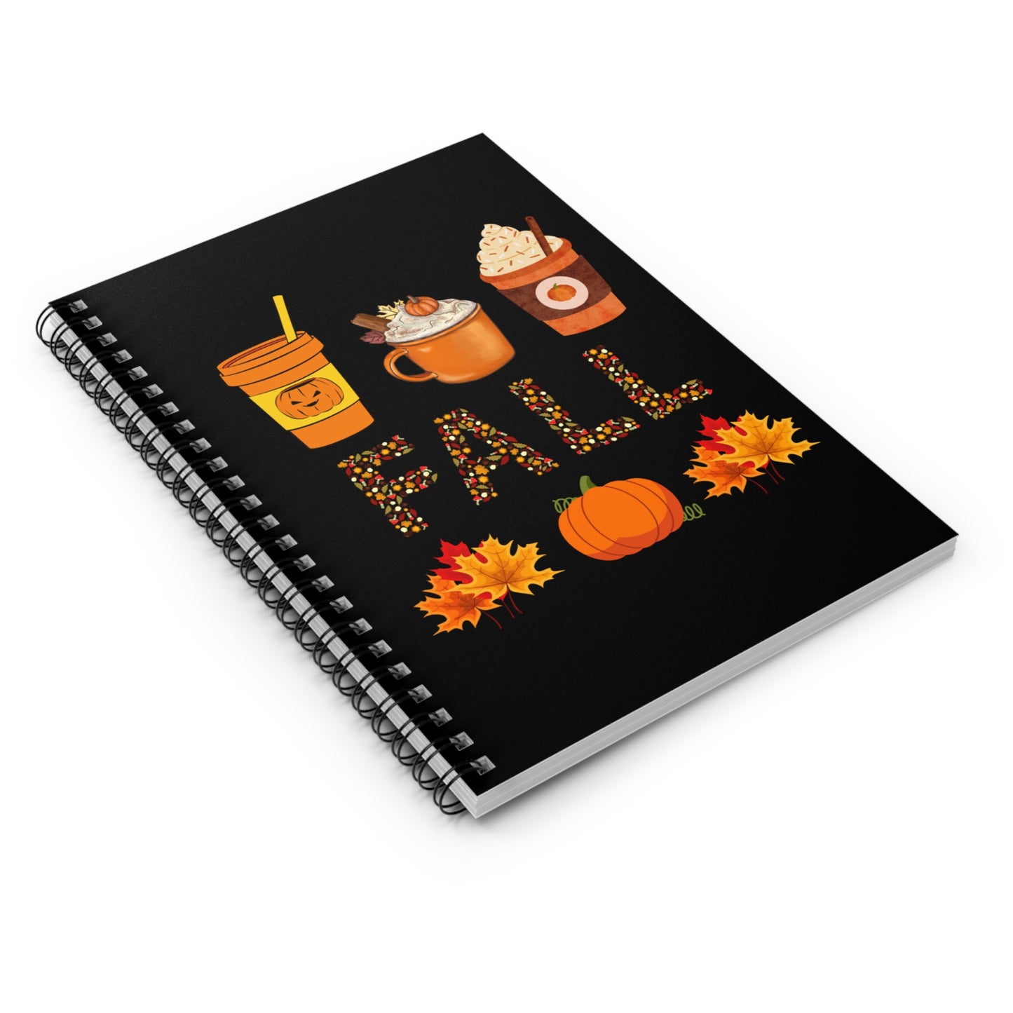 Fall Notebook, Autumn Notebook Gift, Autumnal Notebook, Pumpkin Spice Fall Drinks Autumn Journal, Fall Planner, Gift For Her, Fall Leaves