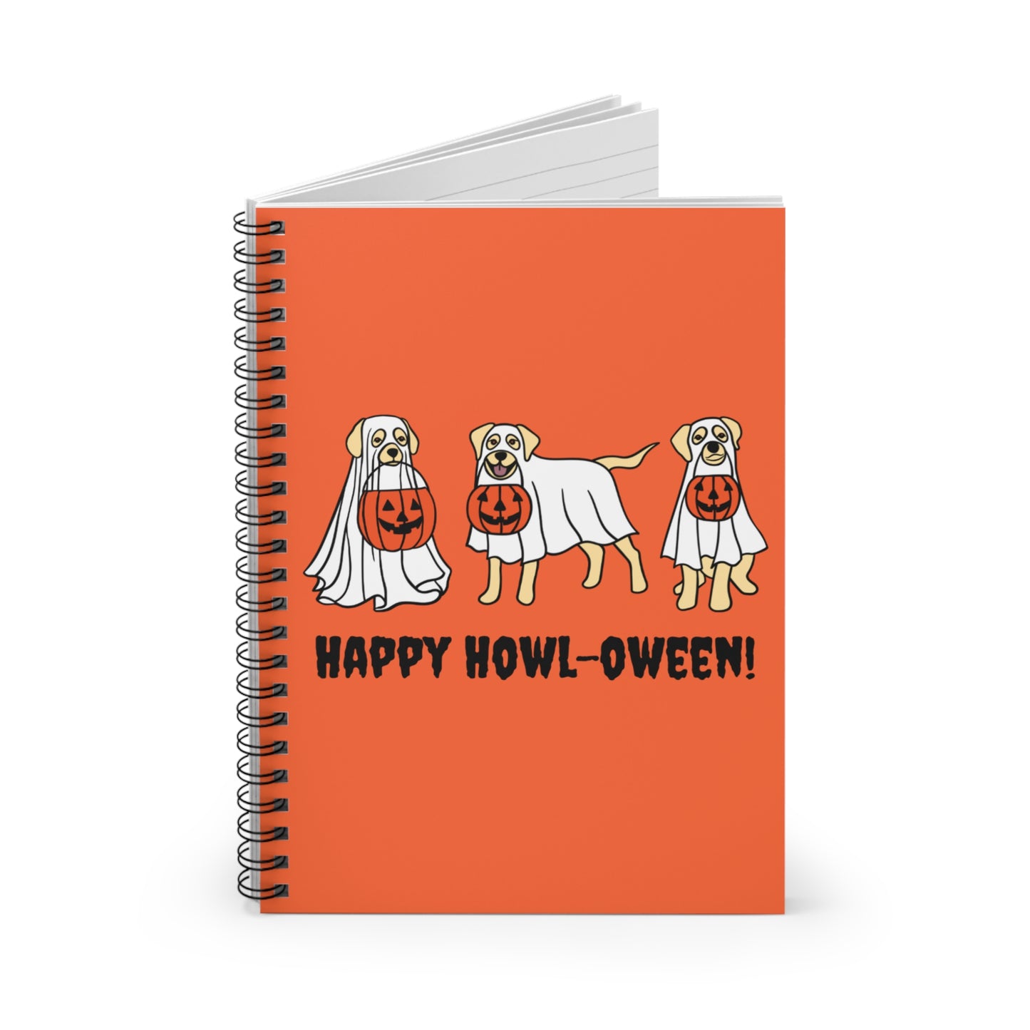 Ghost Dog Notebook with Pumpkins, Labrador Dressed as Ghost Notebook, Labrador Notebook, Ghost Notebook, Halloween Notebook, Ghost Journal