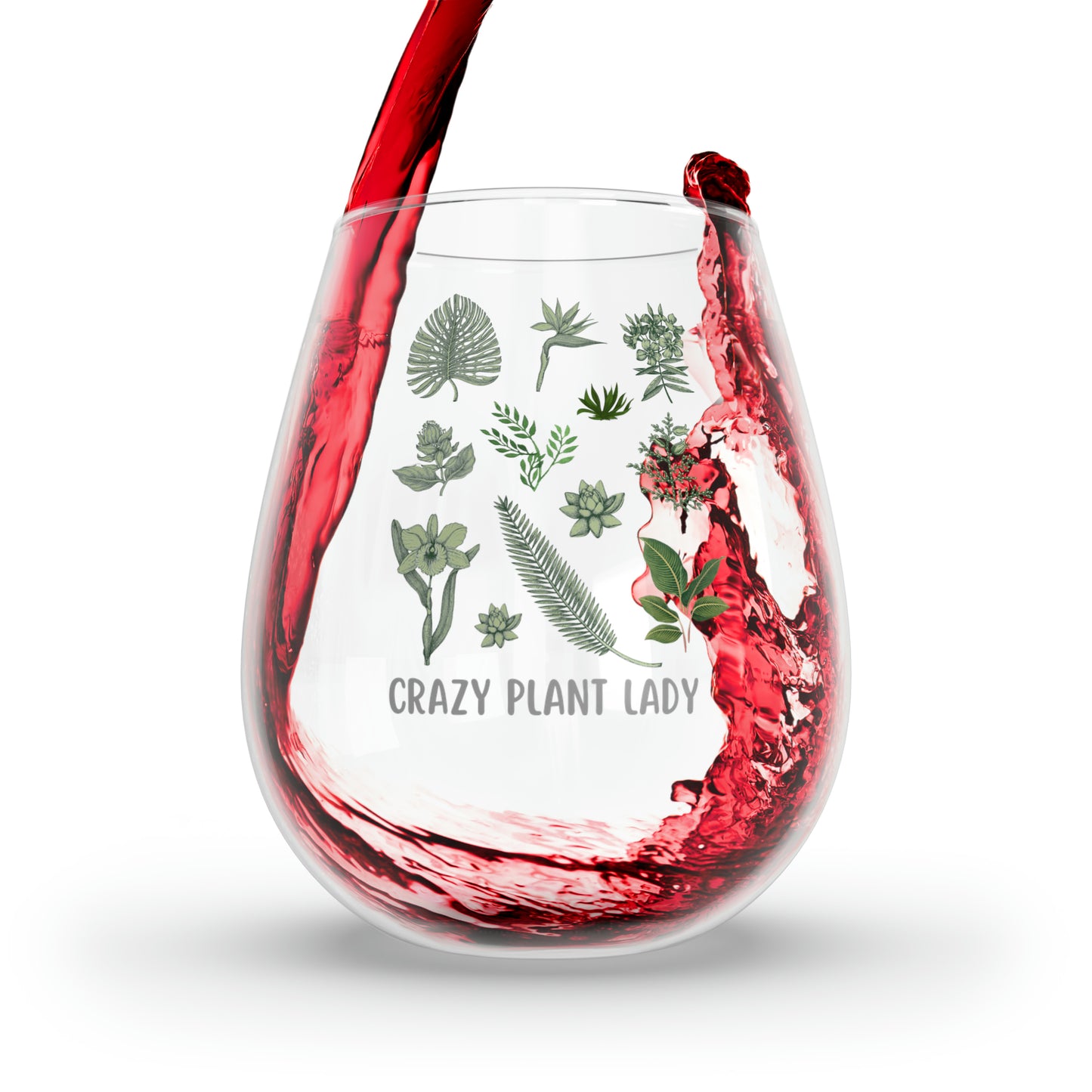 Crazy Plant Lady Wine Glass, Funny Gift For Plant Lover, Plants Stemless Wine Glass, Green Thumb Gardener Wine Glass, Birthday Gift for Her