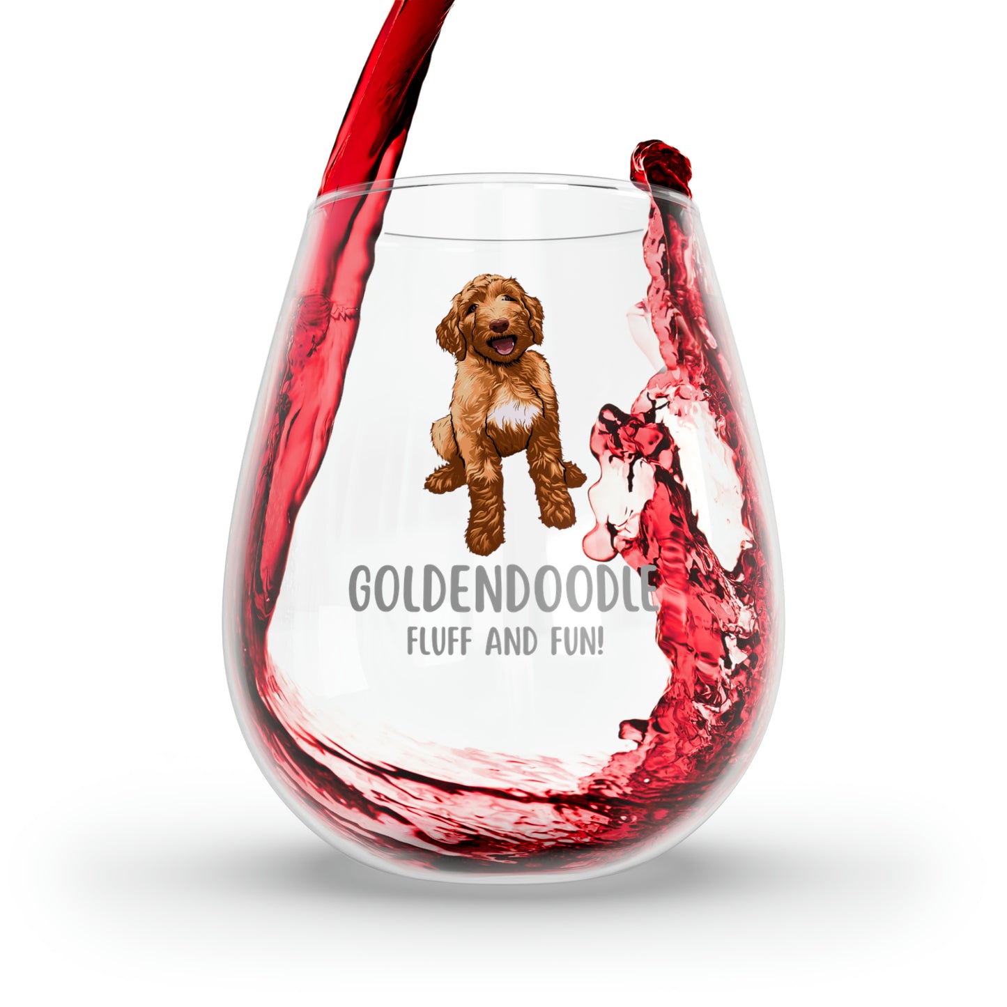 Goldendoodle Wine Glass, Goldendoodle Gifts, Goldendoodle Dog Wine Glass 11.75oz, Cute Goldendoodle Stemless Wine Glass, Gift for Dog Owner