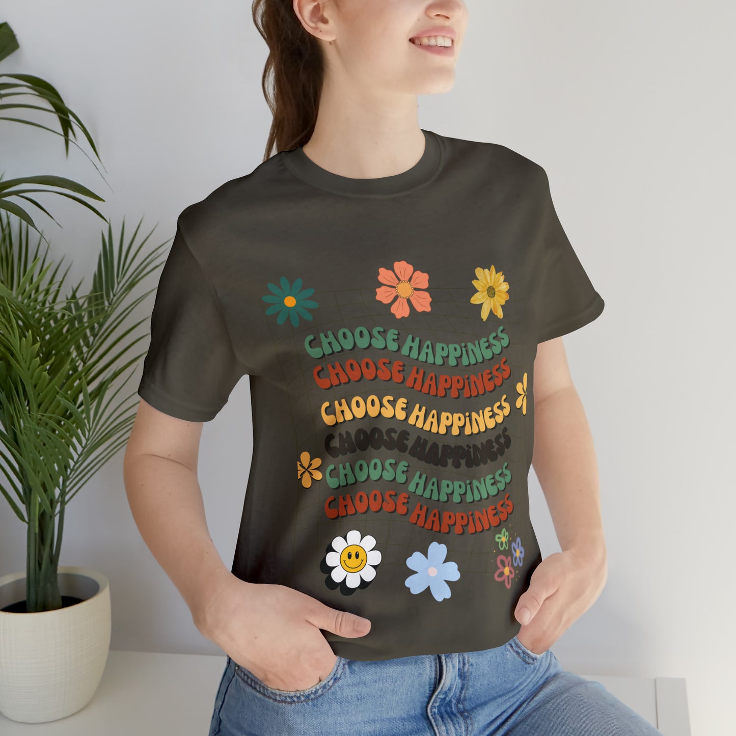 Flower Power T-shirt, Choose Happiness Shirt, Floral Shirt, Happy Shirt, Flowers Shirt, Boho Tshirt, Hippie Shirt Unisex, Color Options