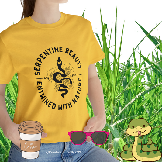 Serpentine Beauty Shirt, Snake T-Shirt, Snake & Roses T-Shirt, Nature with Snake Shirt, Reptile T-Shirt, Goth T-Shirt, Snakes Shirt