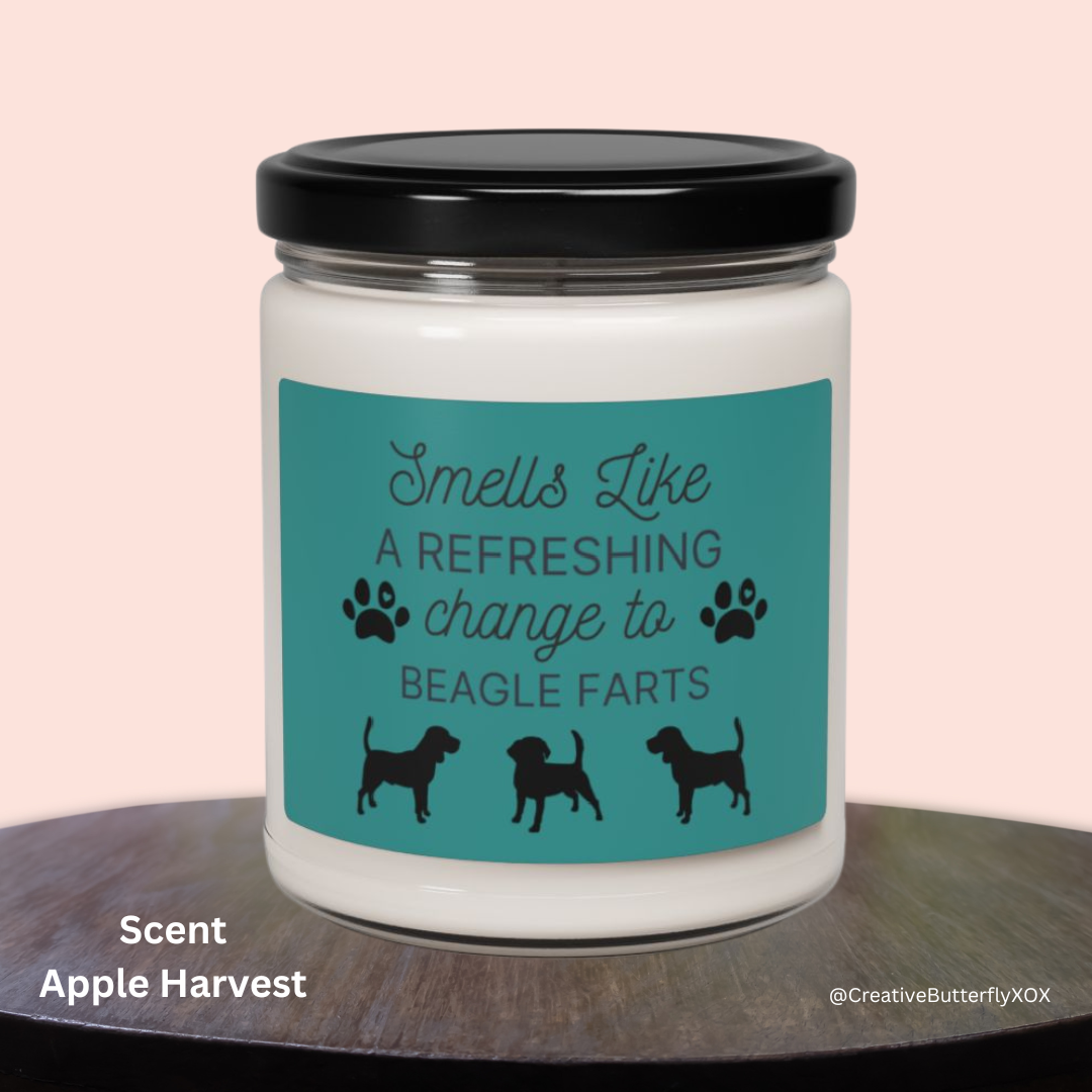 Beagle Dog Farts Candle Apple Harvest Scent | Beagle Candle Gift for Dog Owners