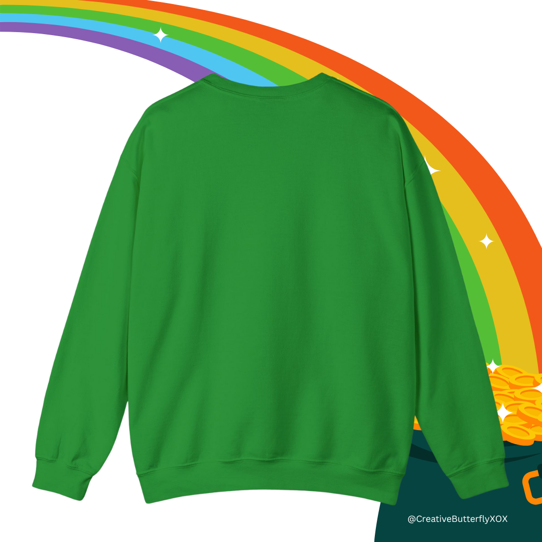 Back of sweatshirt - Lucky 4 leaf clover st patty's day, St Patricks day pullover