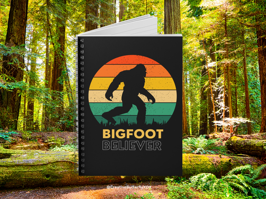 Bigfoot Believer notebook for camping and Sasquatch fans, great for outdoor adventures

