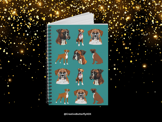 Boxer dog notebook journal diary.  Boxer dog stationery, dog mom gift, dog dad gift