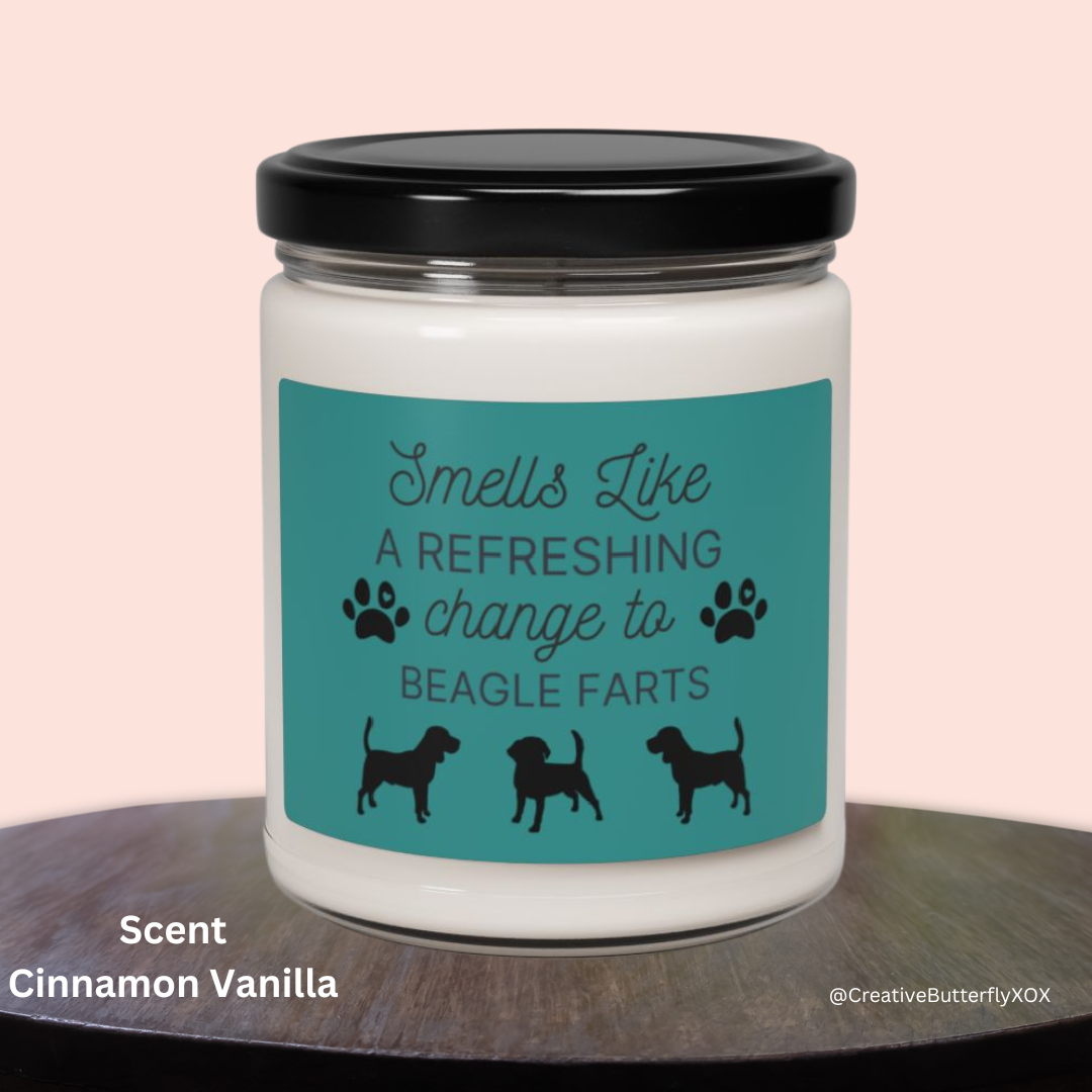 Beagle Dog Farts Candle Cinnamon Vanilla Scent | Funny Beagle Candle for Dog Lovers
