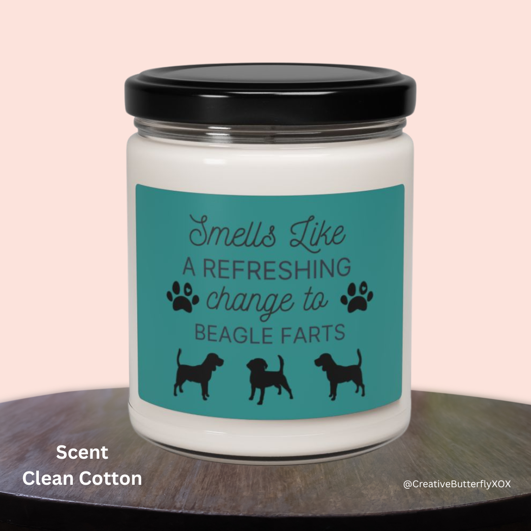 Beagle Dog Farts Candle Clean Cotton Scent | Funny Beagle Gift for Dog Owners