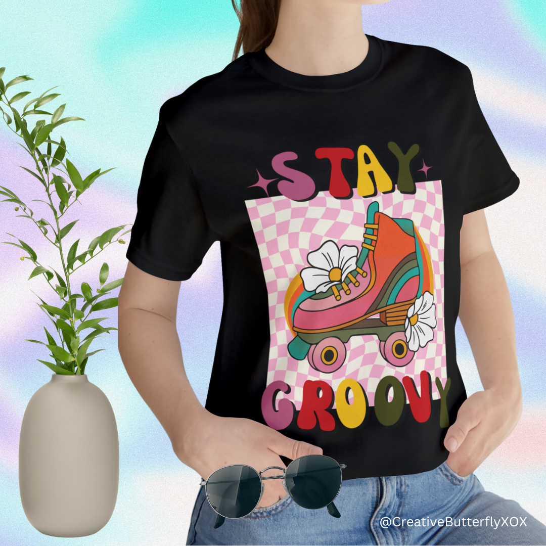 Roller Skate T-Shirt, 80's & 70's Retro Stay Groovy Shirt, Roller-Skate Shirt, Retro Roller Skating Tee