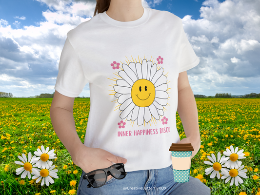 Inner Happiness Disco Flower T-Shirt, Happy Flower Power Shirt, Happy Shirt, Summer T-Shirt, Summer Flower Shirt, Hippie Boho Flowers Shirt