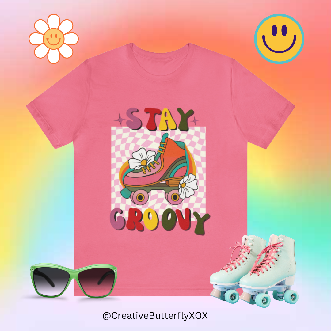 Roller Skate T-Shirt, 80's & 70's Retro Stay Groovy Shirt, Roller-Skate Shirt, Retro Roller Skating Tee