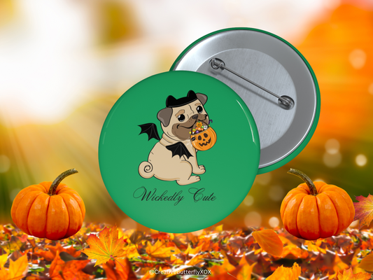 Cute Halloween Pug Pin, Pug in Bat Costume Pin, Halloween Pin, Pug Pinback Button, Pug Accessories, Pug Mom Gifts, Pug Bat Pin Badge Gift