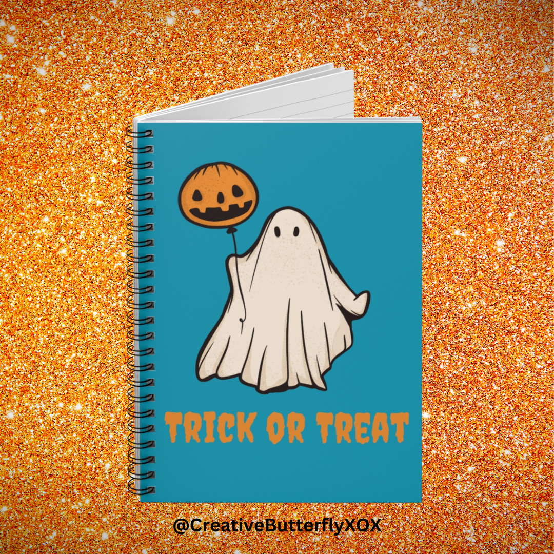 Pumpkin Ghost Notebook, Halloween Notebook, Trick or Treat Notebook, Ghosts Note pad, Halloween Stationery, Spooky Season Fall Notebook