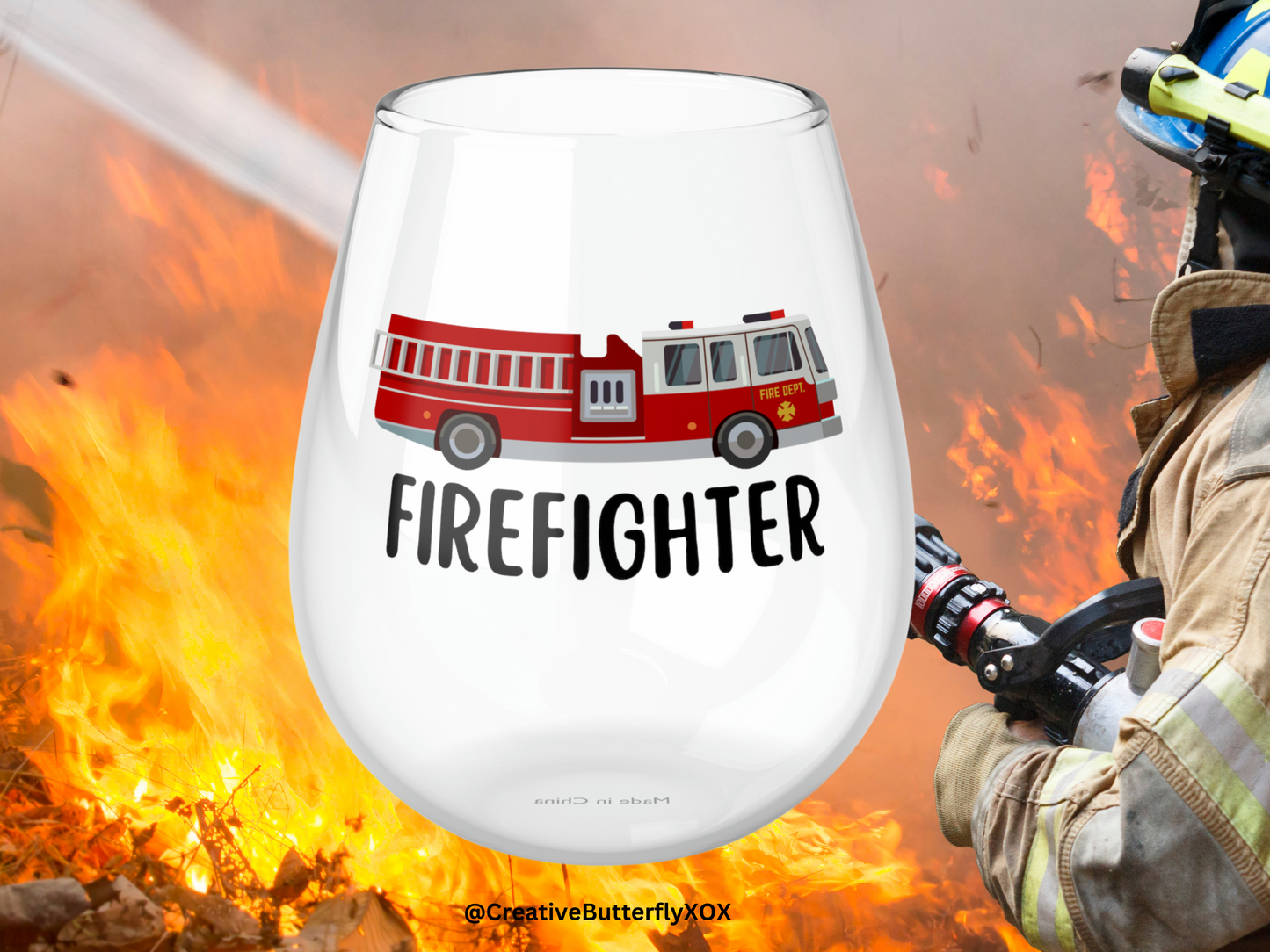 Firefighter Gifts, Firefighter Drinking Glass, Firefighter Wine Glass, Fireman Glass, Fireman Gifts, Gift For Fireman, Unisex Firefighter