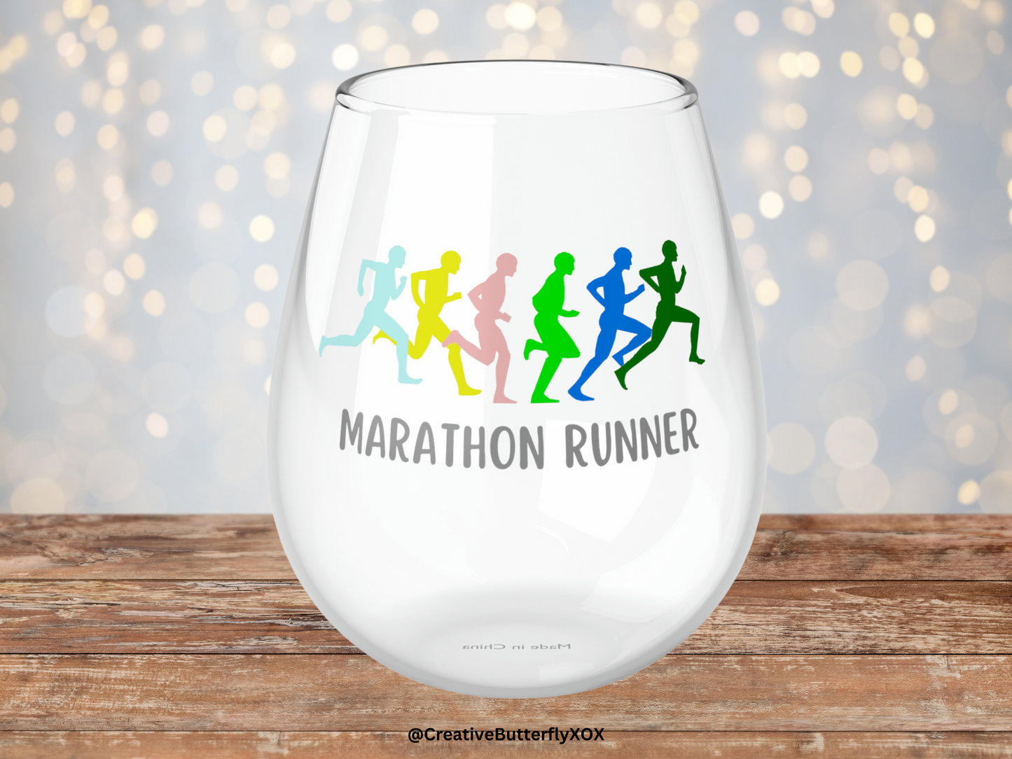 Marathon Runner Wine Glass, Marathon Runner Gifts, Gift For Runner, Runner Stemless Wine Glass, Cross Country Gift, Marathon Running Gifts