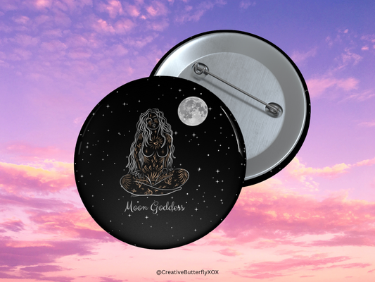 Moon Goddess Pin, Witchy Woman Pin, Moon Goddess Pin Back Button, Witch Pin, Feminist Pin, Celestial Pin, Badge Gift For Her
