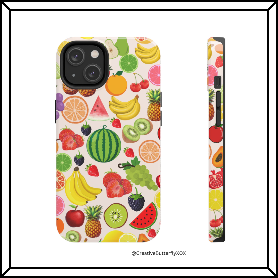 Fruit Phone Case, Fruits Collage Phone Case, Scrapbook Aesthetic Fruits Phone Case, Vegan Vegetarian, Spring Phone Case, Summer Phone Case