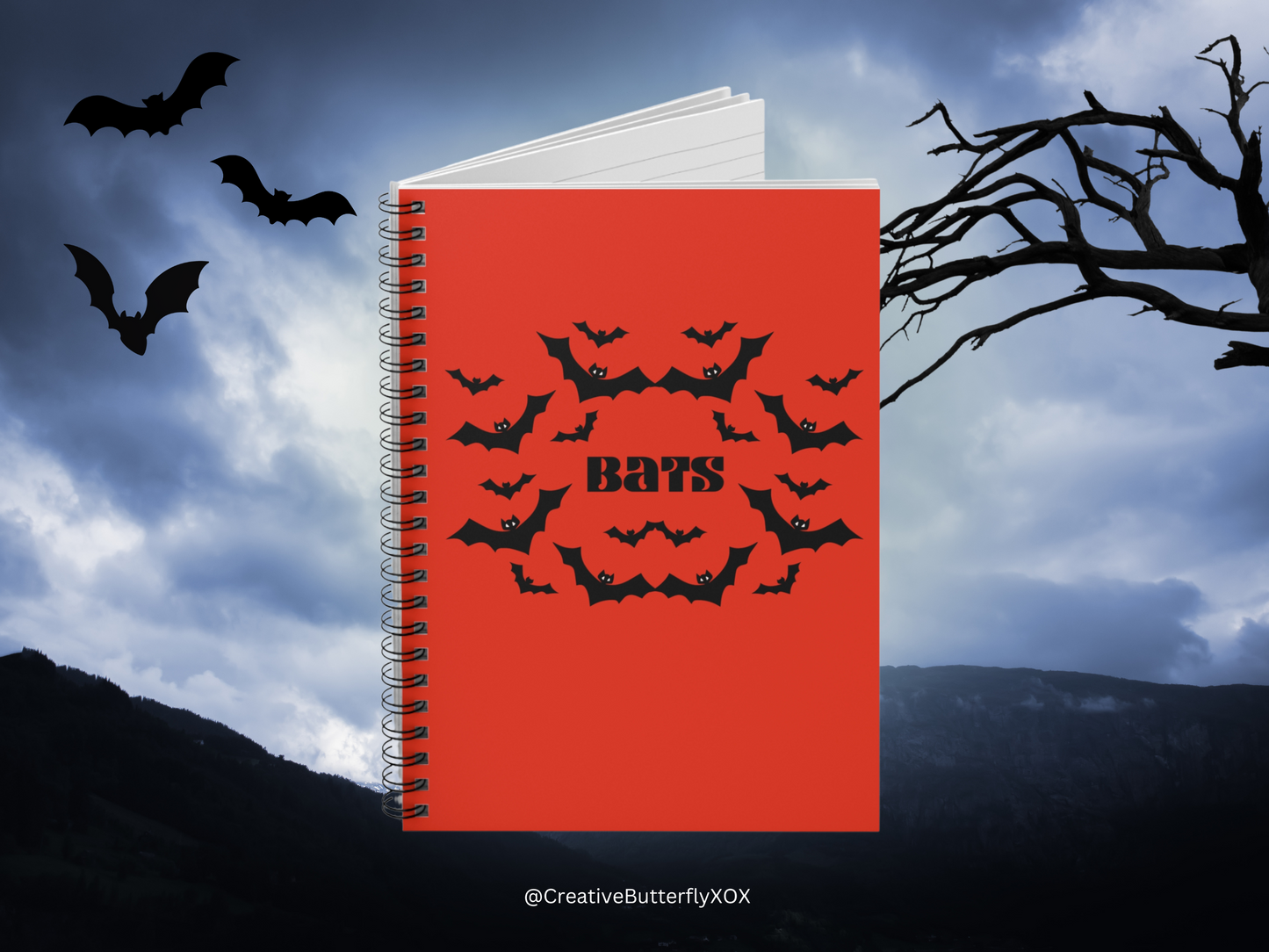 Bats Notebook, Halloween Notebook, Halloween Black Bats Notebook, Bats Journal, Bats Stationery, Bats Gifts, Halloween Notebook Journal