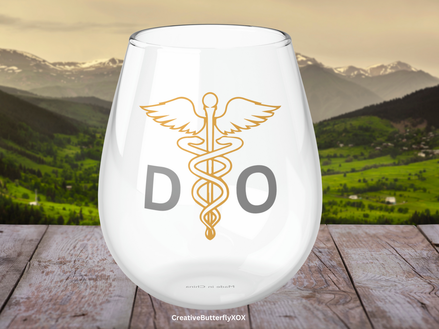 DO Wine Glass, Doctors of Osteopathic Medicine Wine Glass, DO Graduate Wine Glass, Osteopathic Doctor Wine Glass, DO Stemless Wine Glass