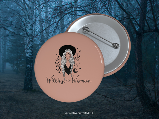 Witchy Woman Pin, Witchy Woman Button, Witch Pin Back Button, Wicca Pin Gift, Wicca Pin, Pagan Pin, Witchy Accessories, Gift For Her