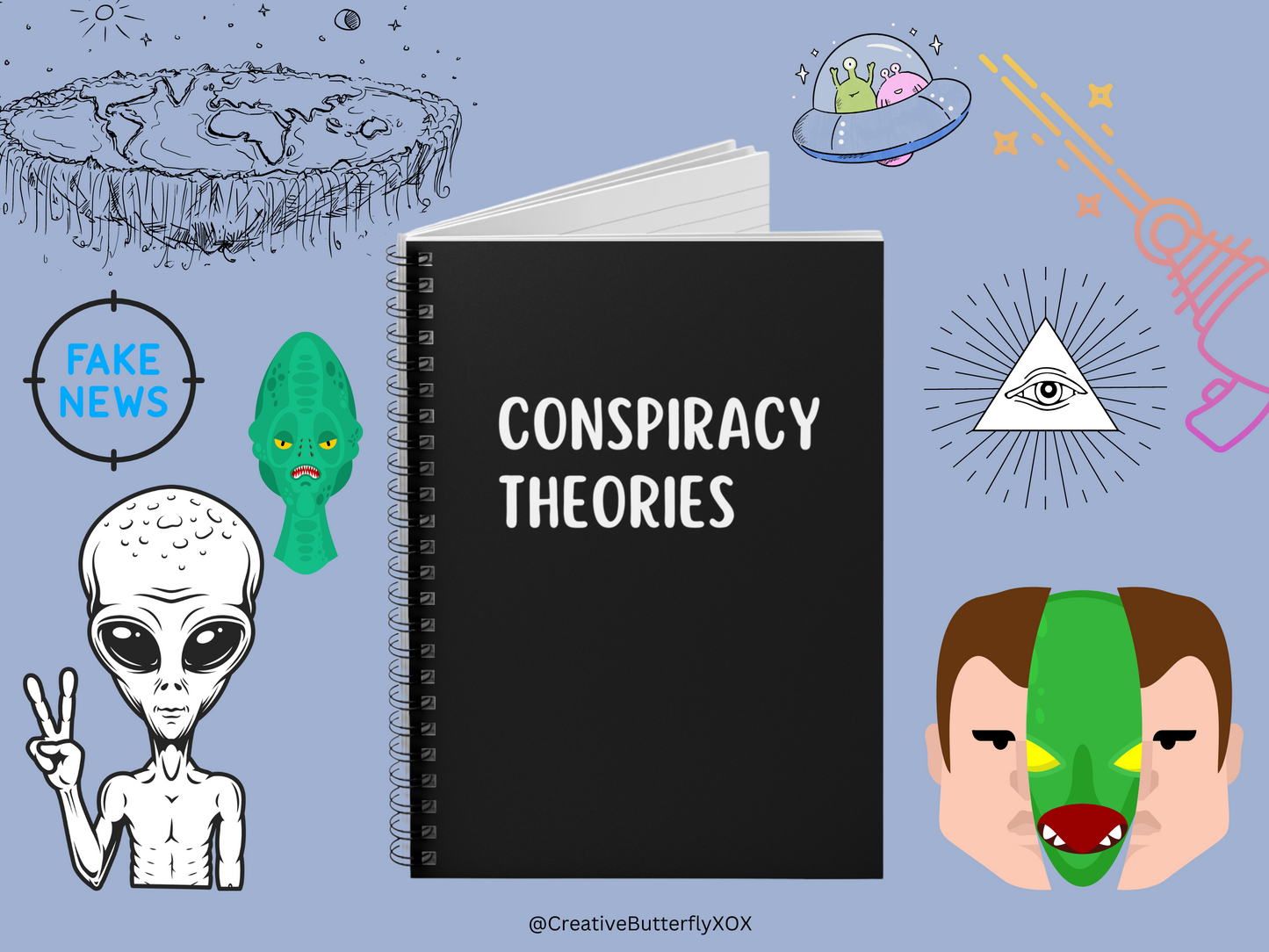 Funny Conspiracy Theories Notebook, Funny Gift For Conspiracy Theorists, Conspiracy Theories Notebook Planner Stationery, Coworker Gifts