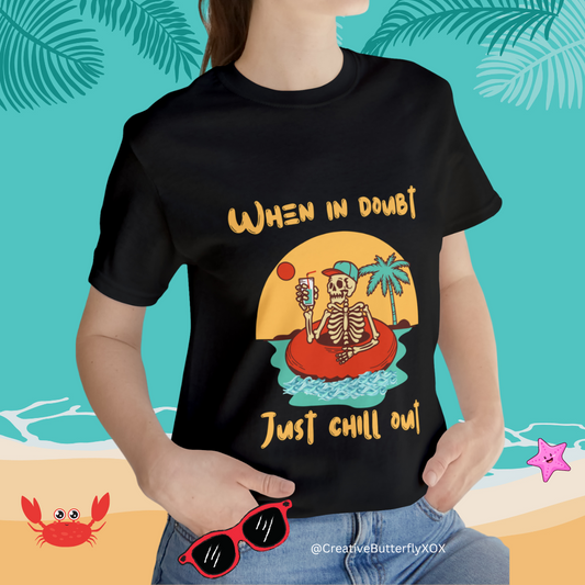 Summer Skeleton Shirt, Relaxing Skeleton Shirt, Skeleton at the Beach T-Shirt, Summer Fun Shirt, Unisex Funny Skeleton Shirt, Color Options