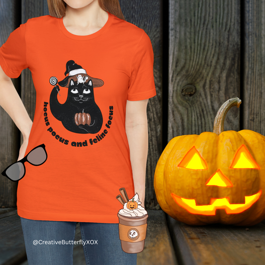 Halloween Black Cat T-Shirt, Hocus Pocus T-Shirt, Feline Shirt, Black Cat Shirt, Spooky Season Shirt, Halloween Shirt, Halloween Cat Shirt