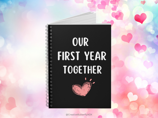 Our First Year Together Journal Notebook, One Year Anniversary Gift for Boyfriend or Girlfriend, 1st Year Together Notebook, Relationships