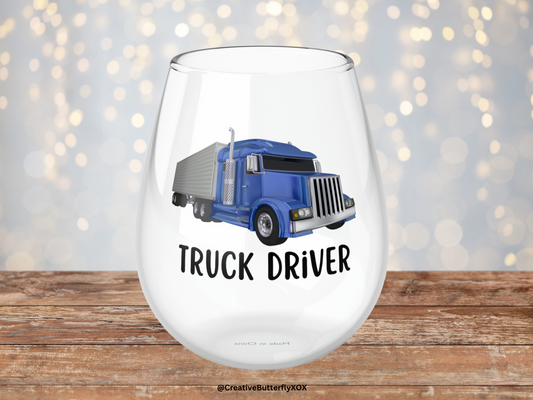 Truck Driver Drinking Glass, Truck Driver Wine Glass, Truck Driver Gifts, Unisex Truck Driver Gift, Thank You Gift, Co-worker Retirement