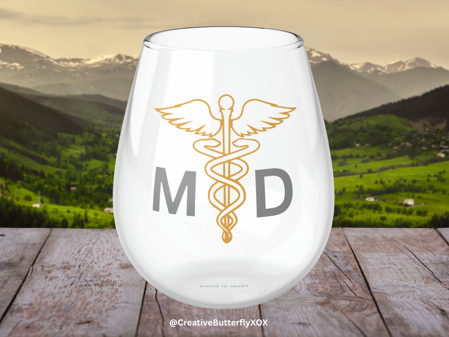 Medical Doctor Wine Glass, MD Wine Glass, Medical Doctor Gifts, Physician Stemless Wine Glass, MD Graduation Gift, MD Appreciate Gift