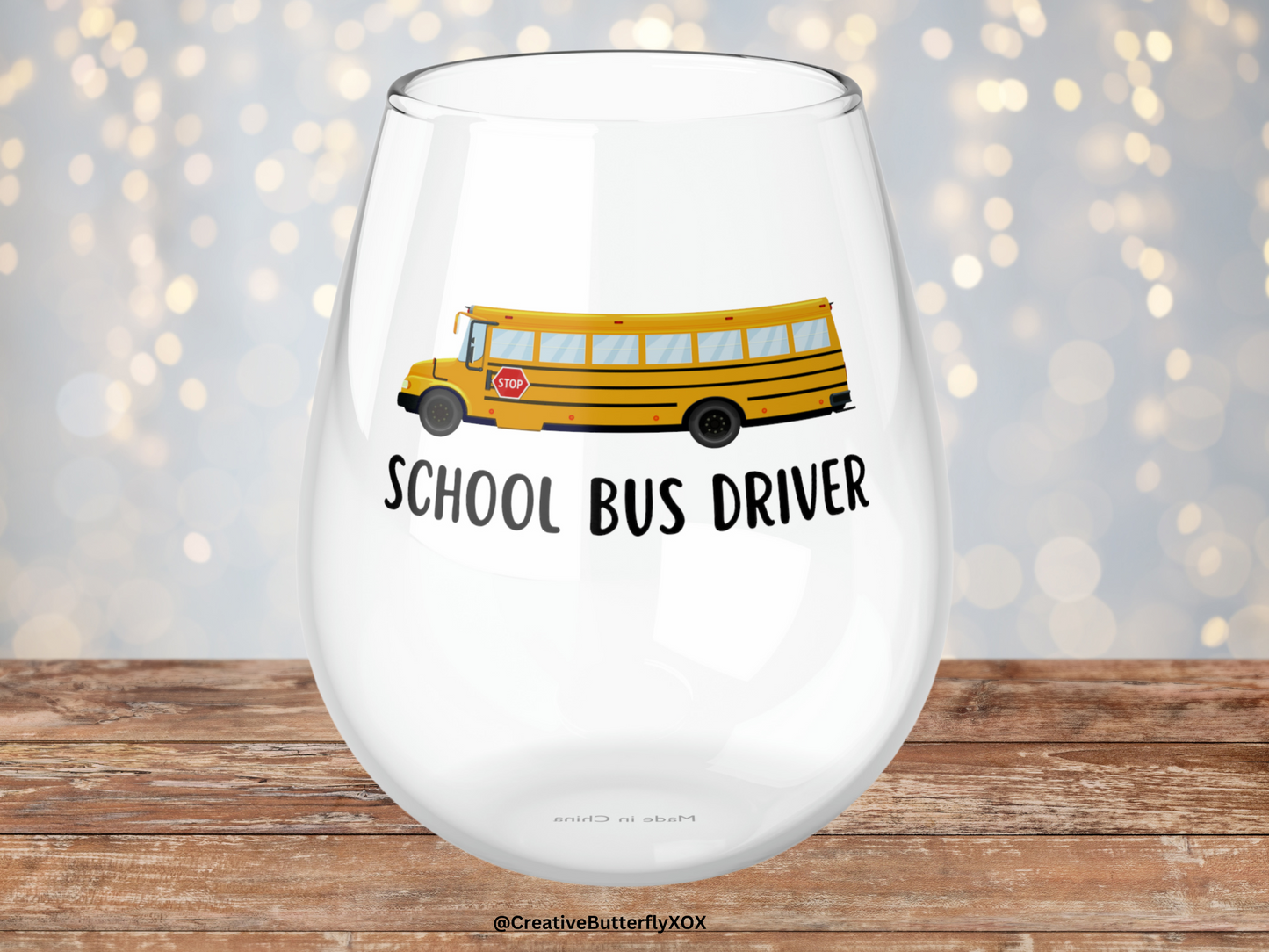 School Bus Driver Wine Glass, School Bus Driver Gift, School Bus Driver Stemless Wine Glass Gift, Thank You Gift For School Bus Driver Xmas