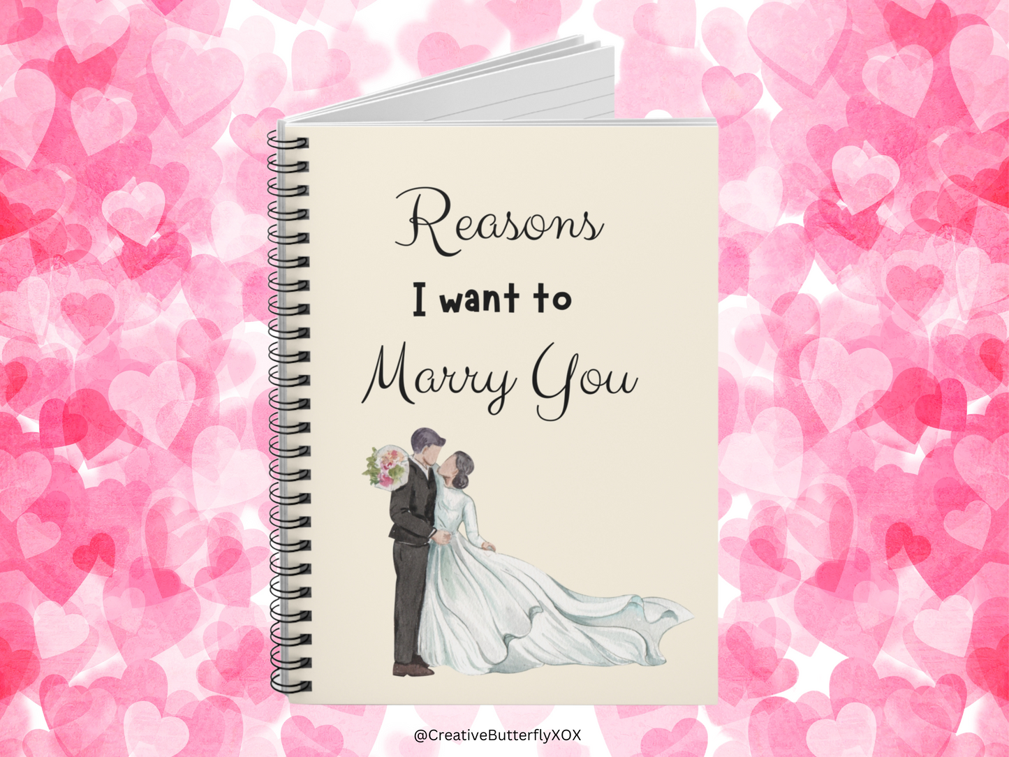 Reasons I Want To Marry You Journal, Wedding Gift For Husband or Wife, Reasons I Want To Marry You Notebook, Wedding Stationery