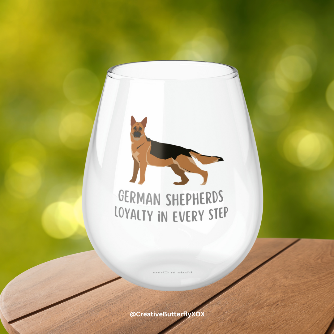 German Shepherd Wine Glass, German Shepherd Gifts, Dog Wine Glass 11.75oz, German Shepherd Stemless Wine Glass, Gift For German Shepherd Mom