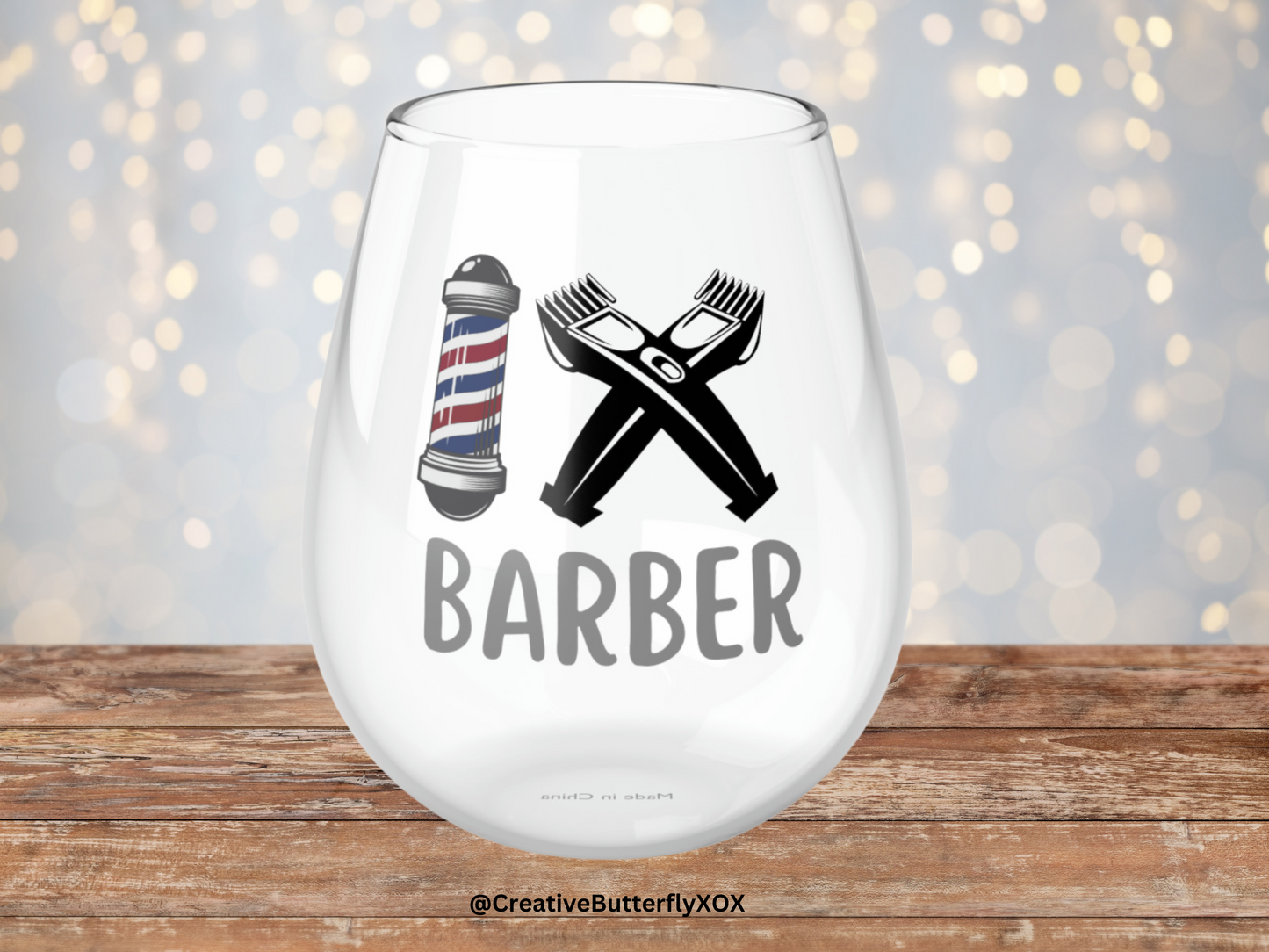 Barber Gifts, Barber Drinking Glass, Barber Wine Glass, Barbershop Thank You For Barber Stylist, Barber Stemless Wine Glass Birthday Gift