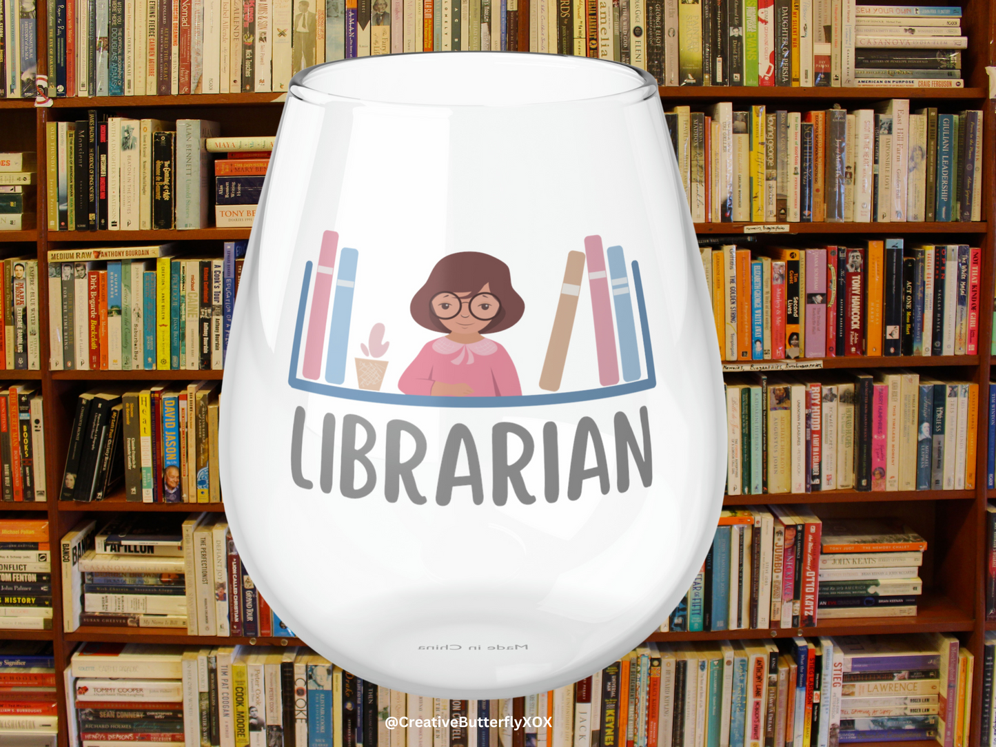 Librarian Wine Glass, Librarian Gifts, Librarian Stemless Wine Glass, Thank You Gift For Librarian, Retirement Gift, Library Co-worker Gift